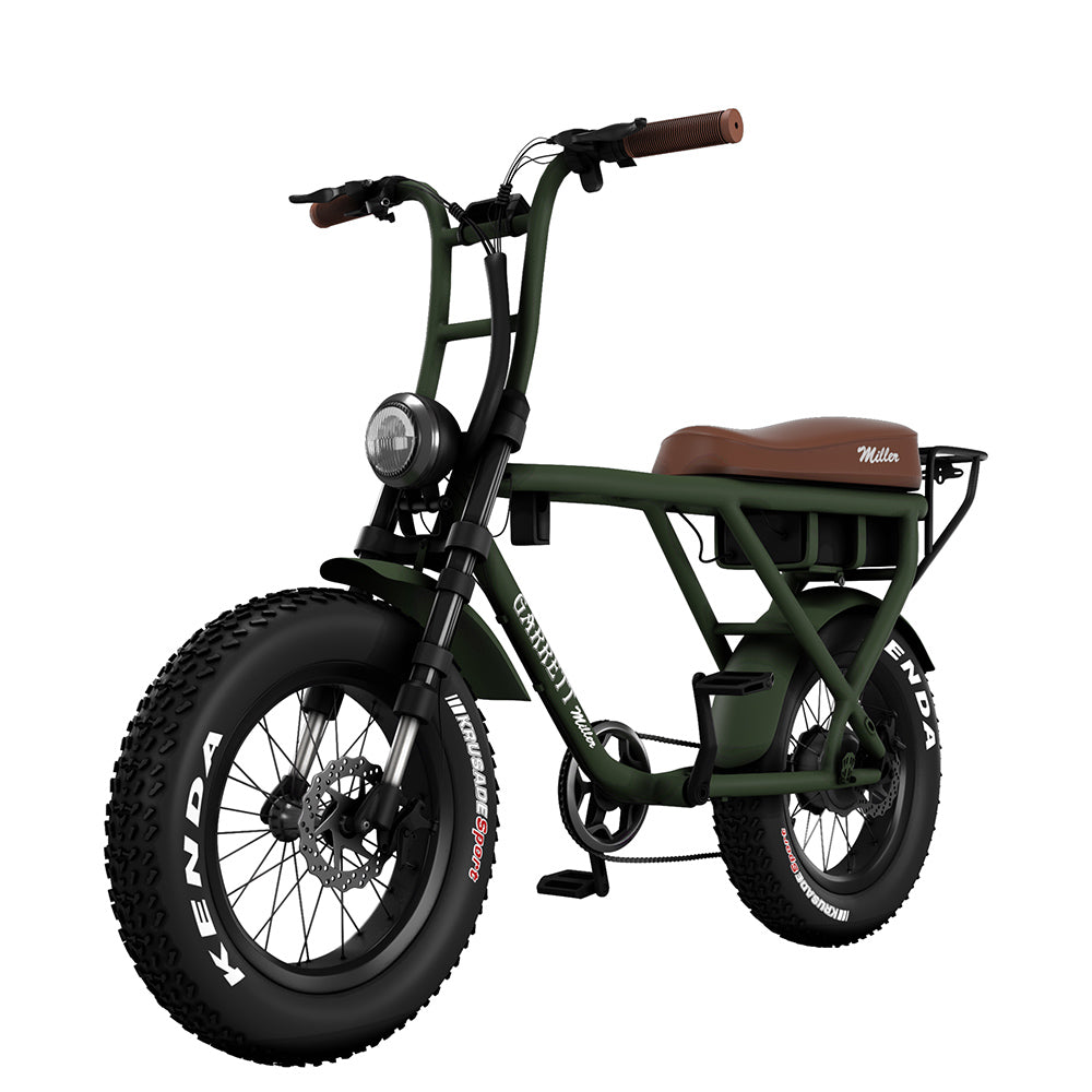 vélo électrique garrett miller x vert militaire fat bike nouvelle version 2021 afficheur display large pneu kenda 20 pouces